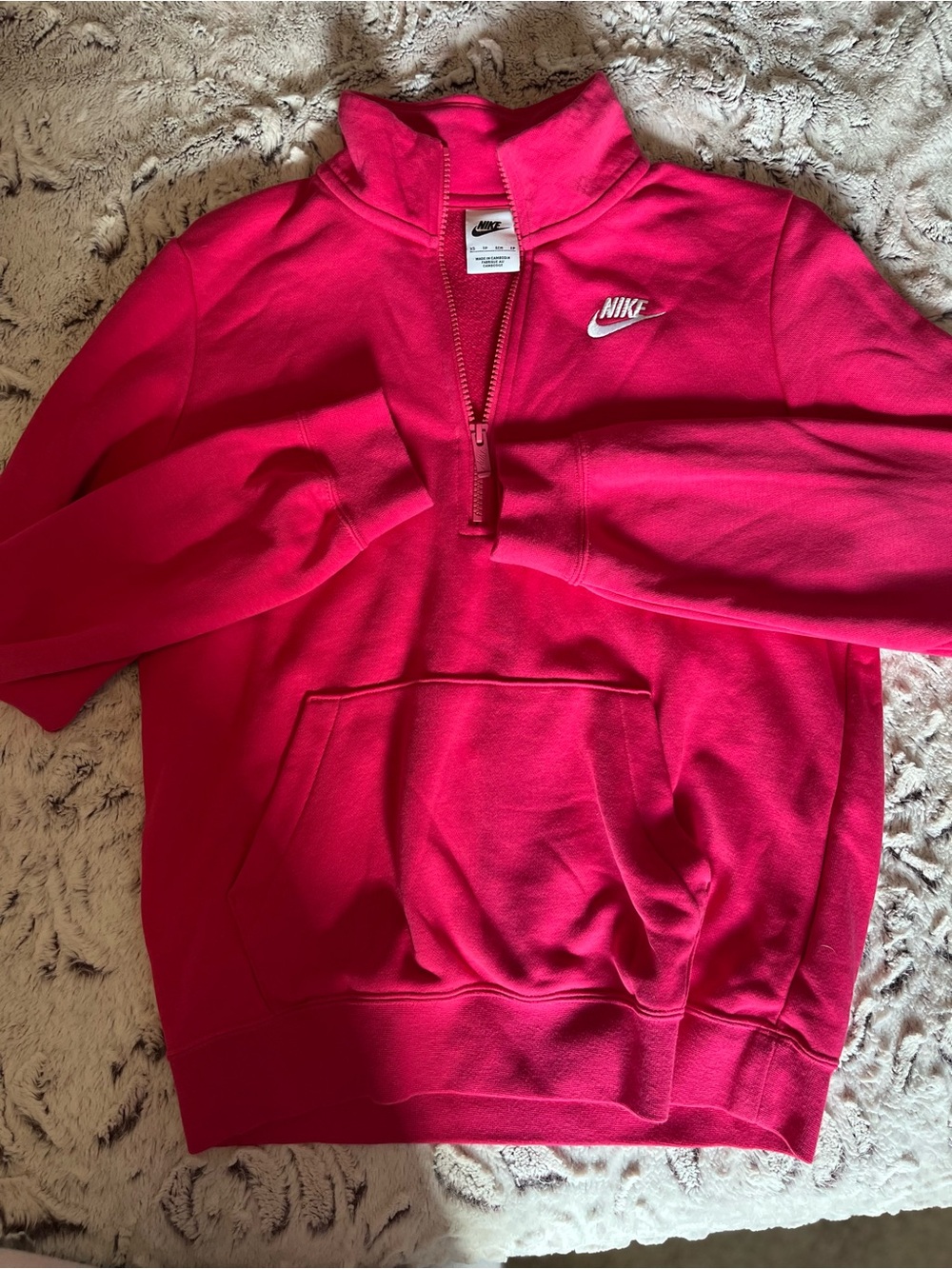 Nike Women's Hot Pink Quarter-Zip Cowl Pullover